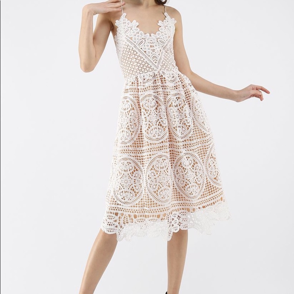 Chicwish MOONLIT NIGHT CROSS BACK CROCHET CAMI DRESS SIZE S
